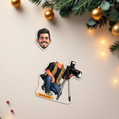 Personalized Photographer Bobblehead Caricature Standee Custom Name Desk Decor Battery Powered Shaking Head for Car & Office Desk Decor Gift for Photographer Lover & Camera Man